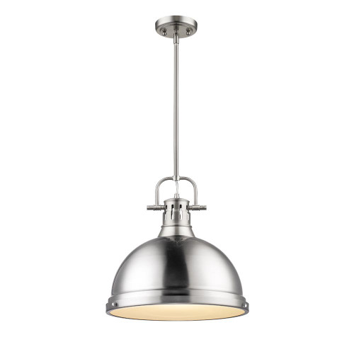 Duncan 1 Light Pendant In Pewter With Matching Steel Shade(s) (3604-L PW-PW)