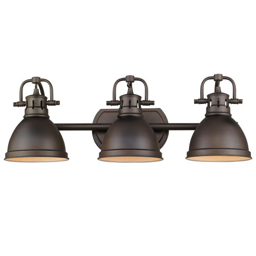 Duncan 3 Light Vanity In Rubbed Bronze With Matching Shade(s) (3602-BA3 RBZ-RBZ)
