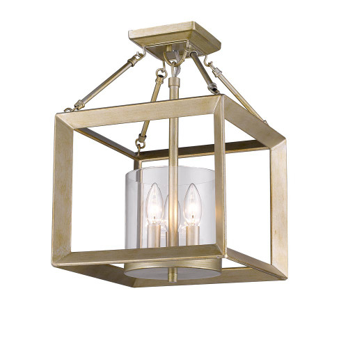 Smyth 3 Light Semi-flush/Pendant In White Gold With Clear Glass (2073-SF WG-CLR)