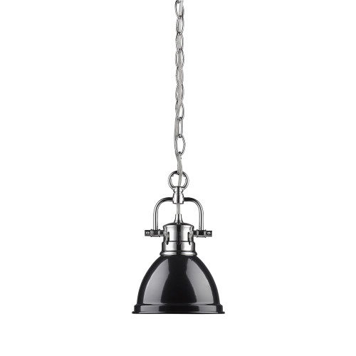 Duncan 1 Light Mini Pendant In Chrome With Black Steel Shade(s) (3602-M1L CH-BK)