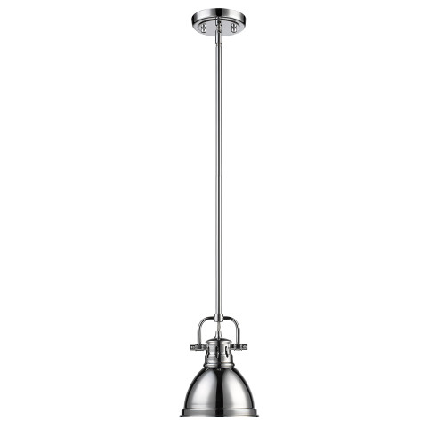 Duncan Mini Pendant with Rod in Chrome with a Chrome Shade (3604-M1L CH-CH)