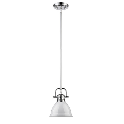 Duncan 1 Light Mini Pendant In Chrome With White Steel Shade(s) (3604-M1L CH-WH)