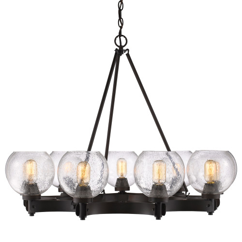 Galveston 9 Light Chandelier In Rubbed Bronze With Seeded Glass (4855-9 RBZ-SD)