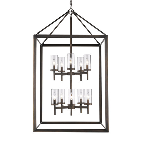 Smyth 10 Light Foyer In Gunmetal Bronze With Clear Glass (2073-10P GMT-CLR)