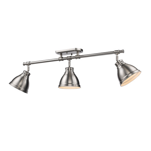 Duncan 3 Light Semi-Flush - Track Light in Pewter with Pewter Shades (3602-3SF PW-PW)