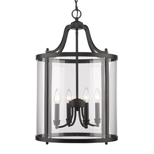 Payton 4 Light Foyer In Matte Black With Clear Glass (1157-4P BLK)