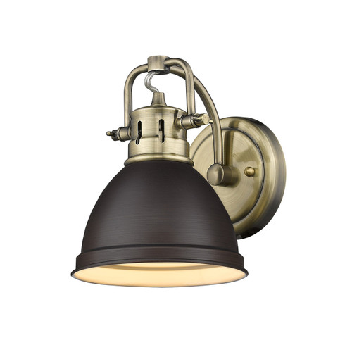 Duncan 1 Light Vanity In Aged Brass W/ Rubbed Bronze Shade(s) (3602-BA1 AB-RBZ)