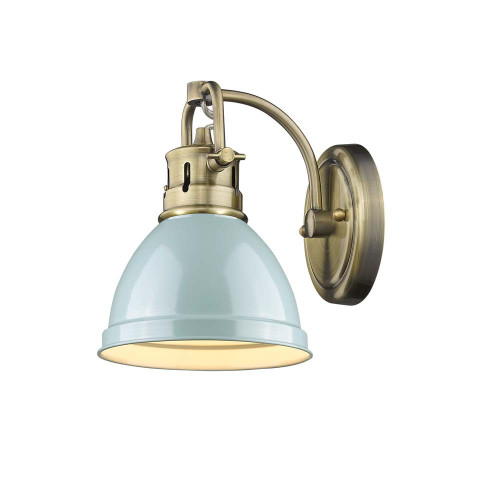 Duncan 1 Light Vanity In Aged Brass With Seafoam Steel Shade(s) (3602-BA1 AB-SF)