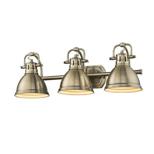 Duncan 3 Light Vanity In Aged Brass With Aged Brass Shade(s) (3602-BA3 AB-AB)