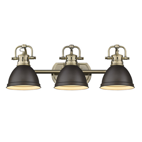 Duncan 3 Light Vanity In Aged Brass W/ Rubbed Bronze Shade(s) (3602-BA3 AB-RBZ)