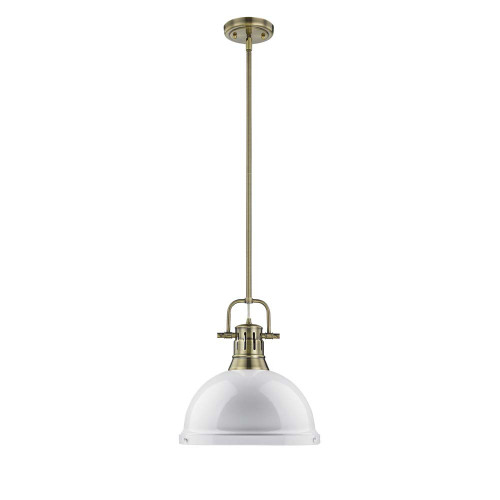 Duncan 1 Light Pendant In Aged Brass (3604-L AB-WH)