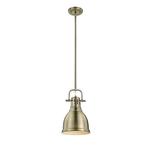 Duncan 1 Light Mini Pendant In Aged Brass With Matching Shade(s) (3604-S AB-AB)