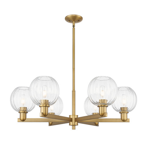 Preston - 6 Light - 24 inch - Brushed Brass - Chandelier (716-6CR-BB-G458-7CL)