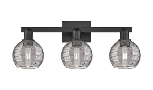 Athens Deco Swirl - 3 Light - 26 inch - Matte Black - Bath Vanity Light (716-3W-BK-G1213-6SM)