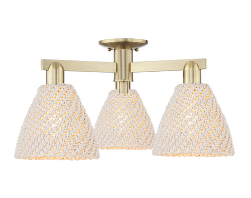 Bristol Natural - 3 Light - 6 inch - Antique Brass - Semi-Flush Mount (716-3F-AB-NBD-75-NAT)