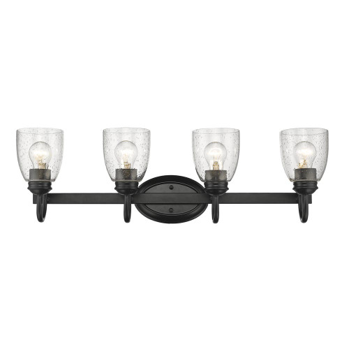 Parrish 4 Light Vanity In Matte Black With Seeded Glass (8001-BA4 BLK-SD)