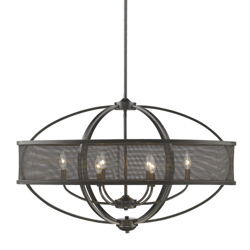 Colson 6 Light Linear Pendant, Etruscan Bronze, Matching Shades (3167-LP EB-EB)