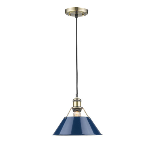 Orwell 10" Wide Medium Pendant in Aged Brass with Matte Navy (3306-M AB-NVY)