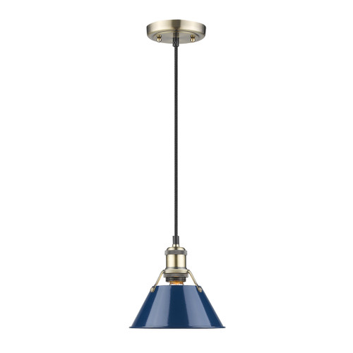 Orwell 1 Light Mini Pendant In Aged Brass W/ Navy Blue Shade(s) (3306-S AB-NVY)