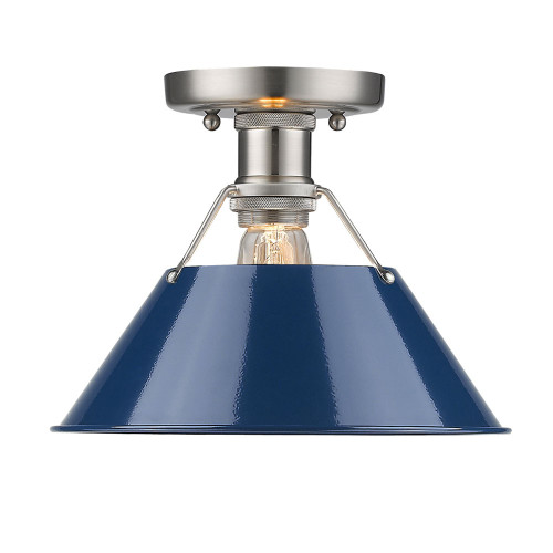 Orwell 1 Light Flush Mount In Pewter With Navy Blue Shade(s) (3306-FM PW-NVY)