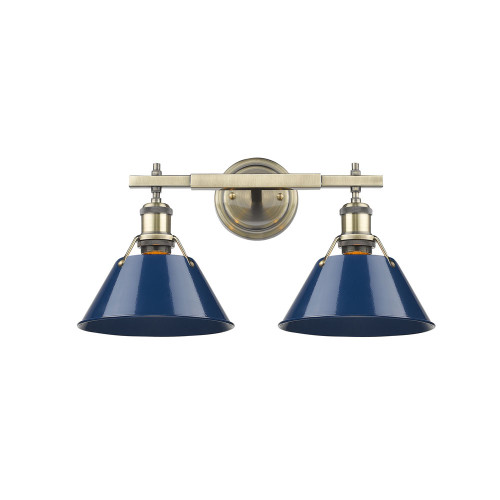 Orwell 2 Light Vanity In Aged Brass With Navy Blue Shade(s) (3306-BA2 AB-NVY)