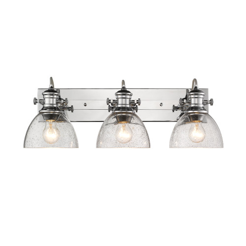 Hines 3 Light Vanity In Chrome With Seeded Glass (3118-BA3 CH-SD)