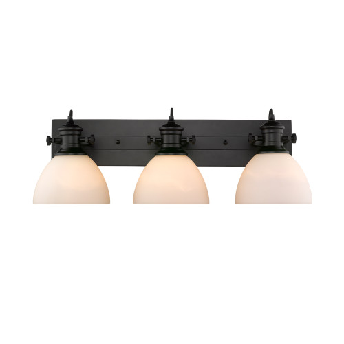 Hines 3 Light Vanity In Matte Black With Opal Glass (3118-BA3 BLK-OP)