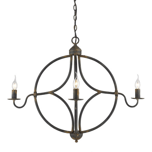 Caspian 4 Light Foyer In Antique Black Iron (0830-4 ABI)