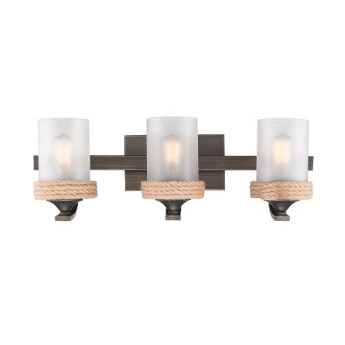 Chatham 3 Light Bath Vanity in Gunmetal Bronze with Clear Sandblasted Glass (1048-BA3 GMT-CS)