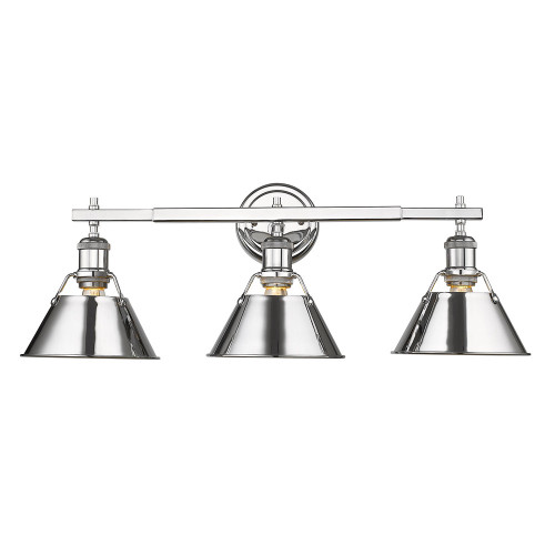Orwell 3 Light Vanity In Chrome With Matching Steel Shade(s) (3306-BA3 CH-CH)
