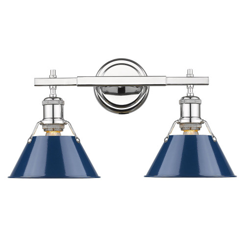 Orwell 2-Light Vanity Light in Chrome with Matte Navy (3306-BA2 CH-NVY)