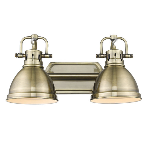 Duncan 2 Light Vanity In Aged Brass With Matching Shade(s) (3602-BA2 AB-AB)