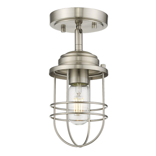 Seaport 1 Light Semi-flush/Pendant In Pewter W/ Matching Metal Cage (9808-SF PW)