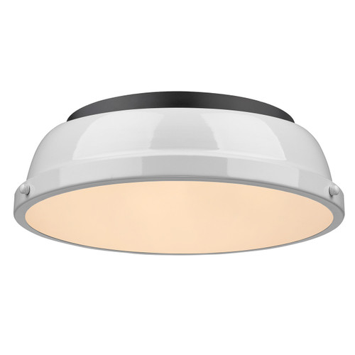 Duncan 2 Light Flush Mount In Matte Black With White Shade(s) (3602-14 BLK-WH)