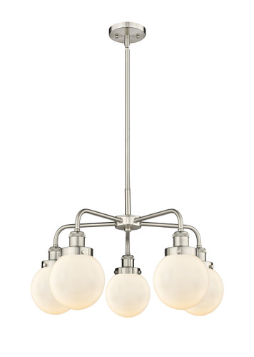 Beacon - 5 Light - 25 inch - Satin Nickel - Chandelier (916-5CR-SN-G201-6)