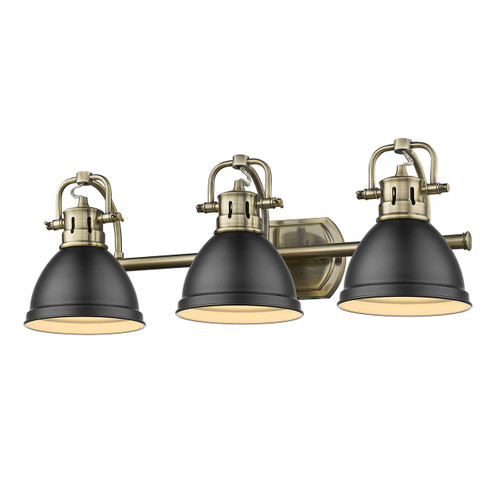 Duncan 3 Light Vanity In Aged Brass With Matte Black Shade(s) (3602-BA3 AB-BLK)