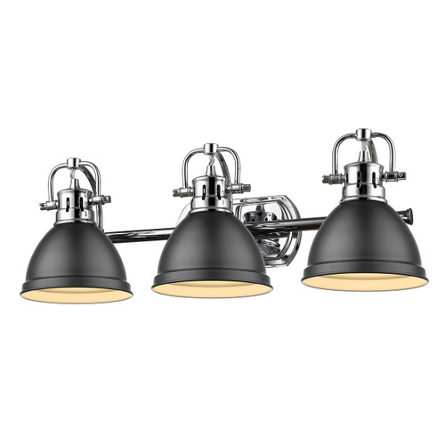 Duncan 3 Light Vanity In Chrome With Matte Black Shade(s) (3602-BA3 CH-BLK)