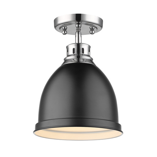Duncan Flush Mount in Chrome with a Matte Black Shade (3602-FM CH-BLK)