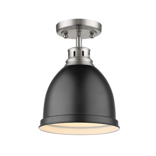 Duncan 1 Light Flush Mount In Pewter With Matte Black Shade(s) (3602-FM PW-BLK)