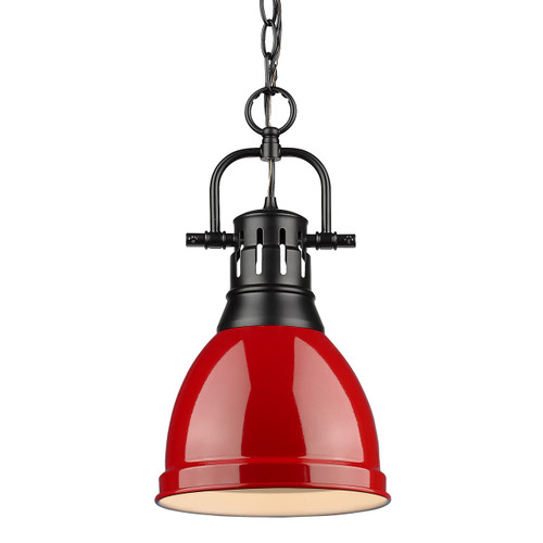 Duncan 1 Light Mini Pendant In Matte Black With Red Shade(s) (3602-S BLK-RD)