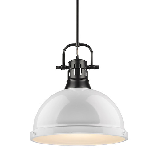 Duncan 1 Light Pendant In Matte Black With White Steel Shade(s) (3604-L BLK-WH)