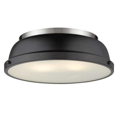 Duncan 2 Light Flush Mount In Pewter With Matte Black Shade(s) (3602-14 PW-BLK)