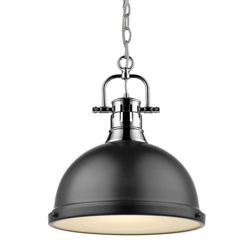 Duncan 1 Light Pendant In Chrome With Matte Black Steel Shade(s) (3602-L CH-BLK)