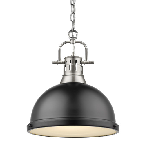 Duncan 1 Light Pendant In Pewter With Matte Black Steel Shade(s) (3602-L PW-BLK)