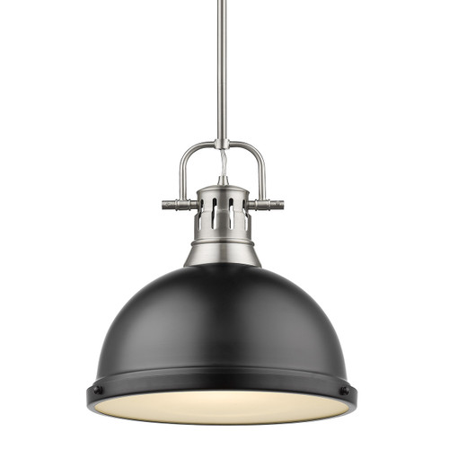 Duncan 1 Light Pendant In Pewter With Matte Black Steel Shade(s) (3604-L PW-BLK)