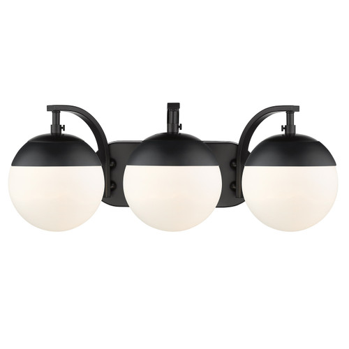 Dixon 3 Light Vanity In Matte Black With Opal Glass (3218-BA3 BLK-BLK)