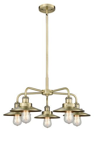 Edison - 5 Light - 27 inch - Antique Brass - Chandelier (916-5CR-AB-M4-AB)