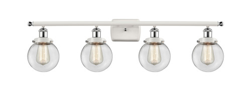 Beacon - 4 Light - 36 inch - White Polished Chrome - Bath Vanity Light (916-4W-WPC-G202-6-LED)