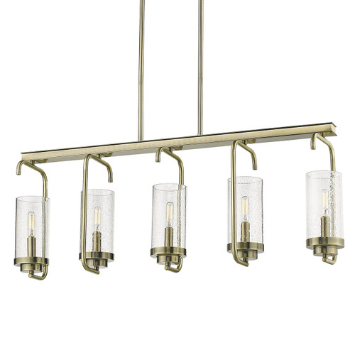 Holden 5 Light Linear Pendant In Aged Brass With Seeded Glass (2380-LP AB-SD)