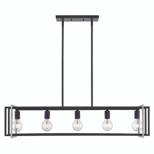 Tribeca 5 Lt Linear Pendant In Matte Black With Pewter Accents (6070-LP BLK-PW)
